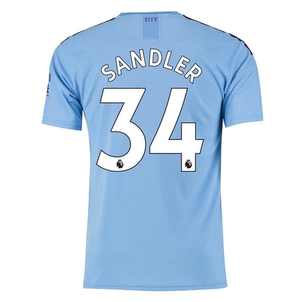 Camiseta Manchester City NO.34 Sandler Replica Primera Ropa 2019/20 Azul